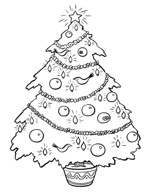 Beautiful simple drawing of Christmas tree