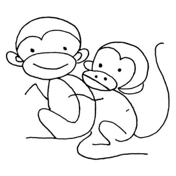 Simple drawing picture of two monkeys