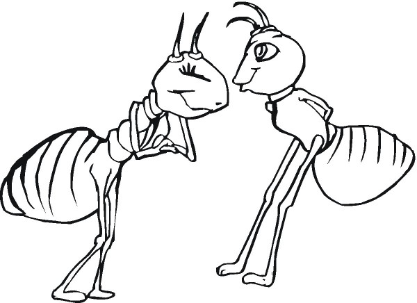 Two cute cartoon ants