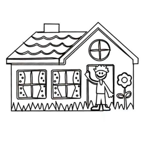 Simple drawing of cute house for children