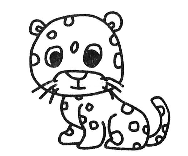 Q version of little leopard simple strokes picture