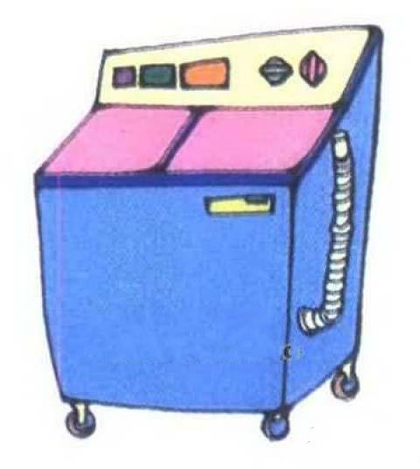 Hand drawn simple picture of washing machine with color