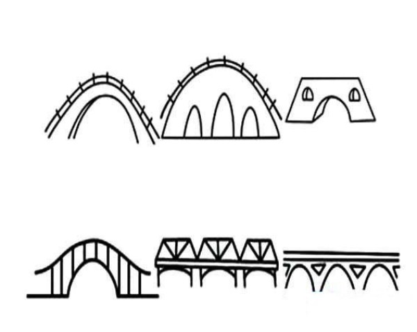 Simple drawing pictures of various bridges