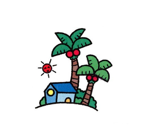 small house under coconut tree