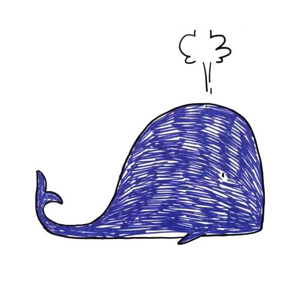 Simple drawing of a whale that sprays water