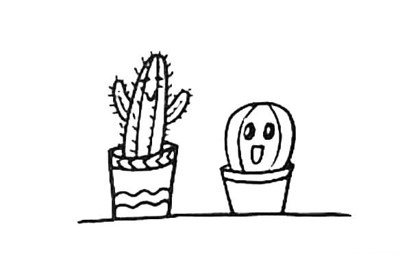 Cute cartoon cactus potted plant