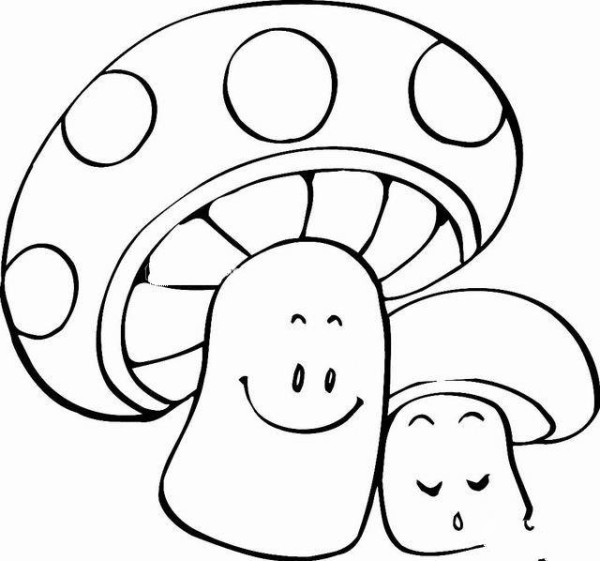 A set of simple drawing pictures of mushrooms