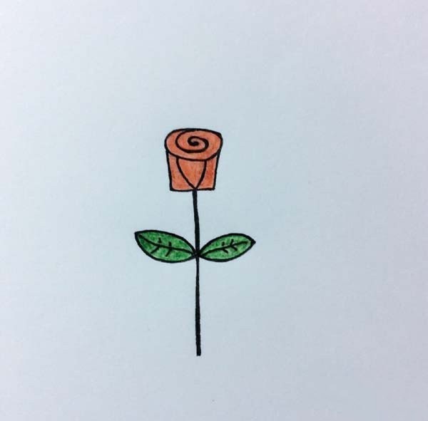 Simple drawing method of rose flower