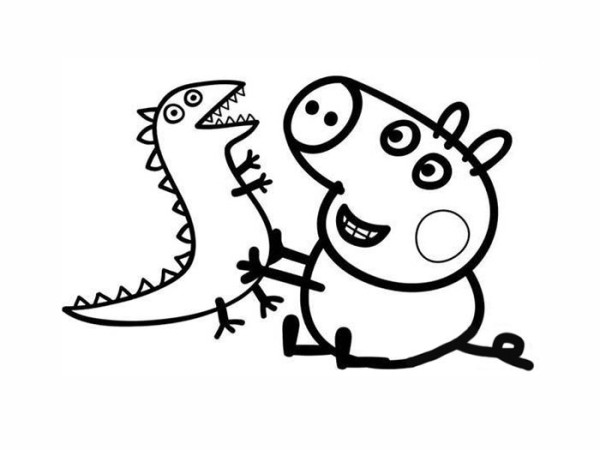 Peppa Pig, George and Mr. Dinosaur Simple Drawings