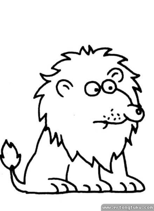 Cartoon little lion cute simple drawing