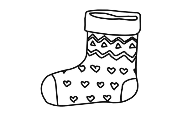 How to draw red Christmas socks with simple strokes