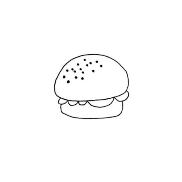 Simple drawing steps of delicious hamburger