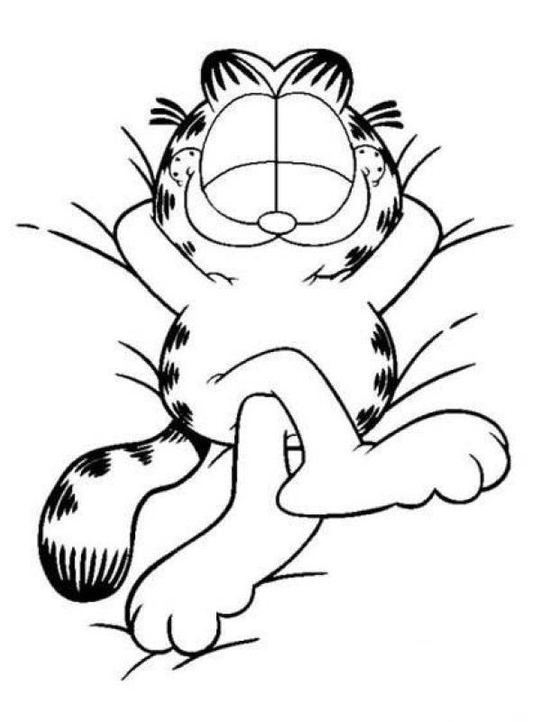 Simple drawing pictures of childrens cartoon characters: Lazy Garfield