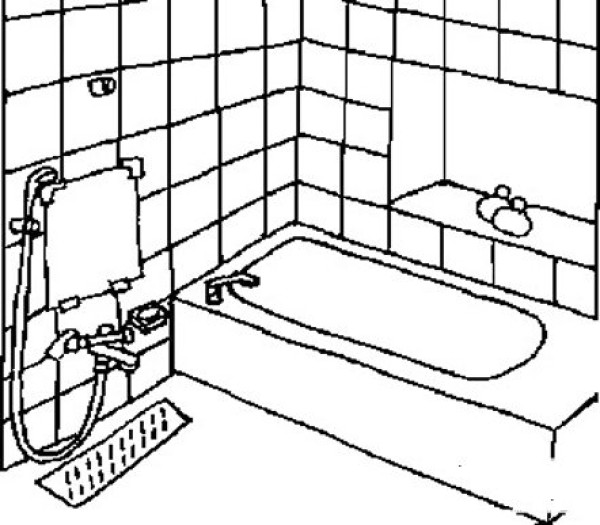 Simple drawing of bathroom in home