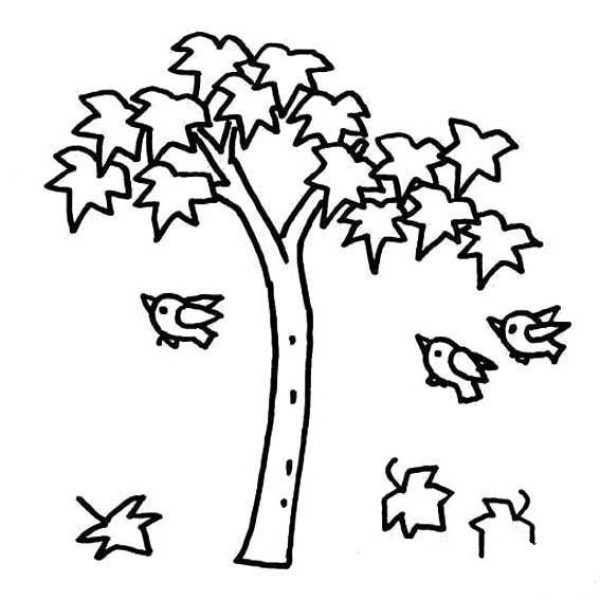 Childrens simple drawing of big tree