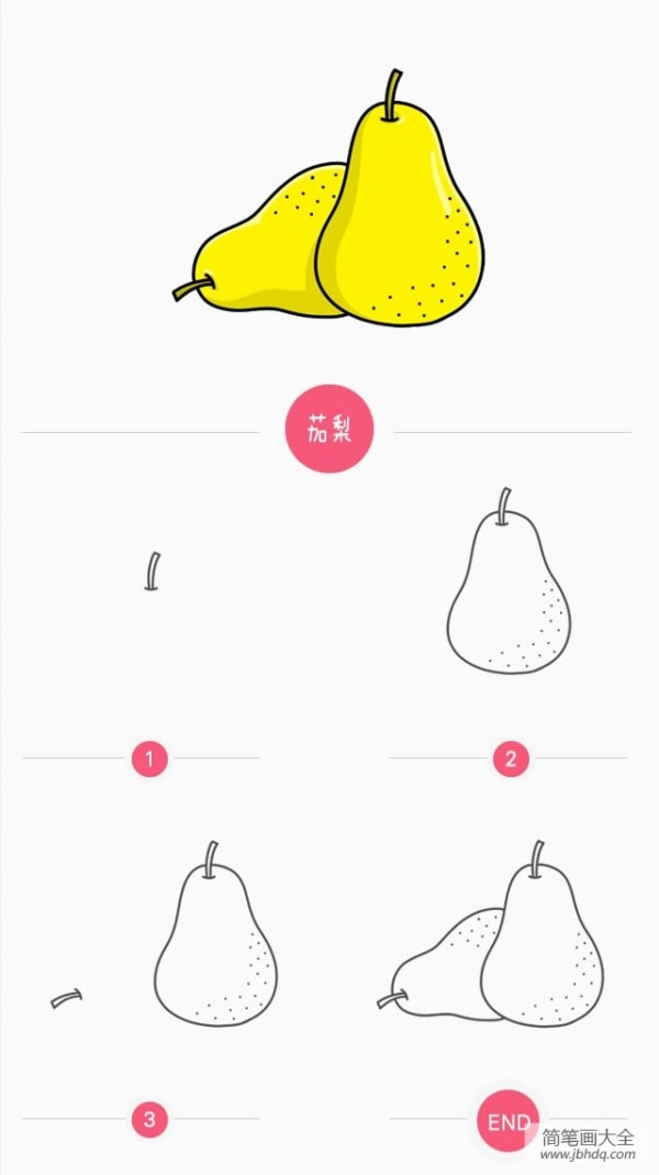 Simple drawing steps of pear