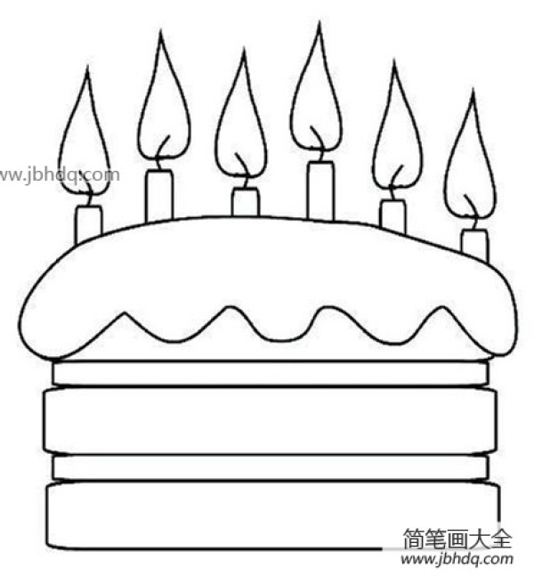 Childrens simple drawings: delicious birthday cake