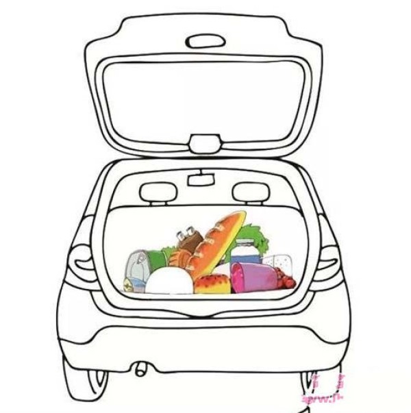 Hand drawn car refrigerator simple drawing picture