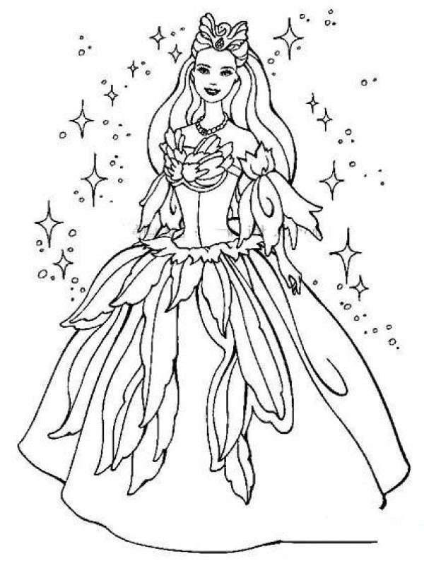 Barbie Princess Dress Simple Drawing Picture