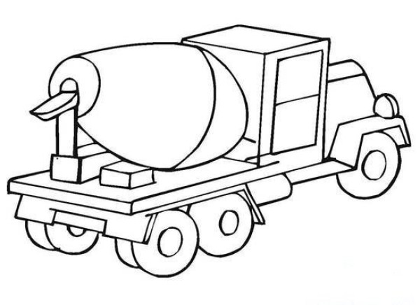 Hand drawn cement mixer truck simple drawing picture