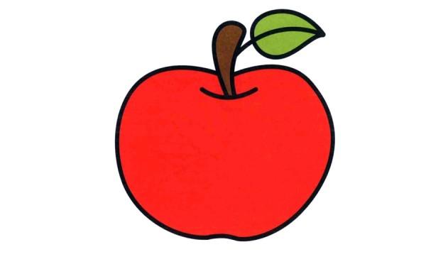 Red apple simple drawing coloring works