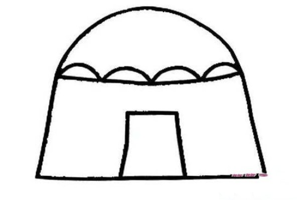 Childrens simple drawing of Mongolian yurt