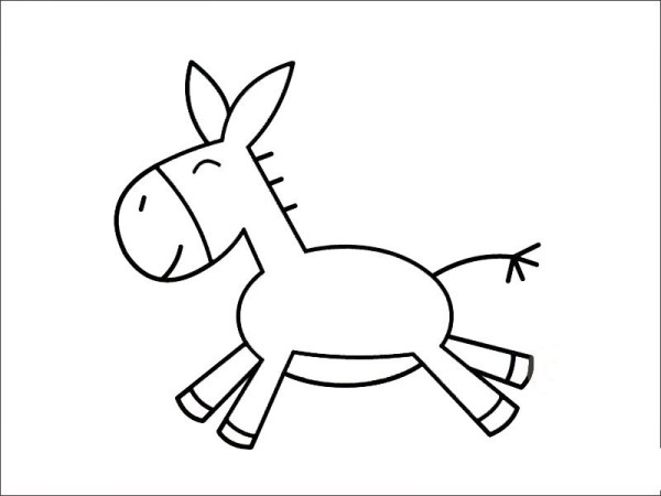 Steps to draw a donkey in simple strokes