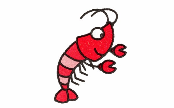 Step by step drawing method of simple strokes of red crayfish