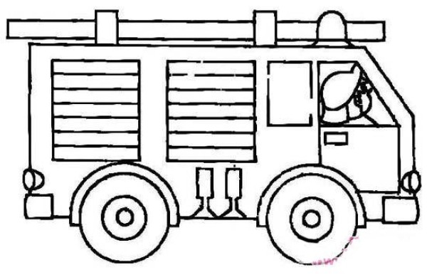 Childrens simple drawing pictures of fire trucks