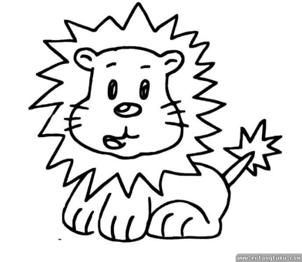 Cartoon little lion cute simple drawing