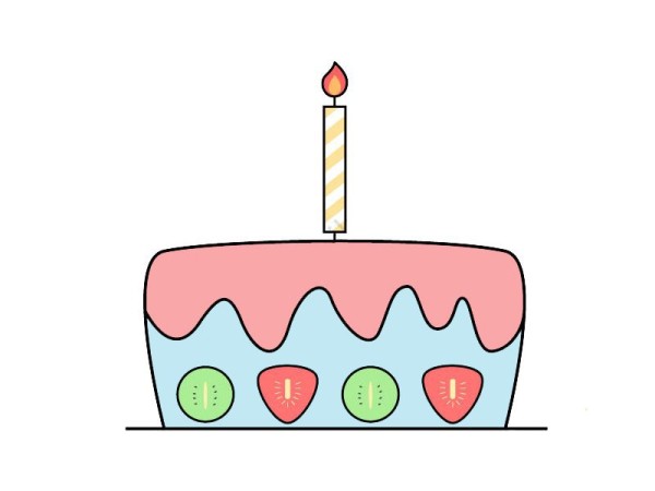 Simple drawing of birthday cake