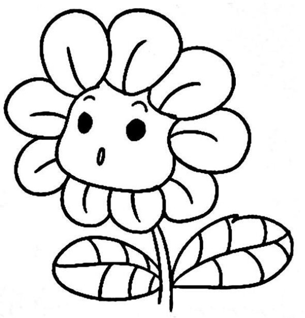 Cute sunflower simple cartoon sketch