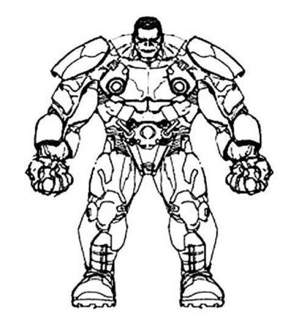 A complete collection of simple drawing pictures of the armored Hulk