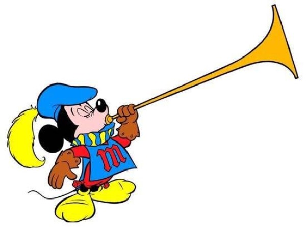 Colorful Mickey Mouse playing trombone simple picture