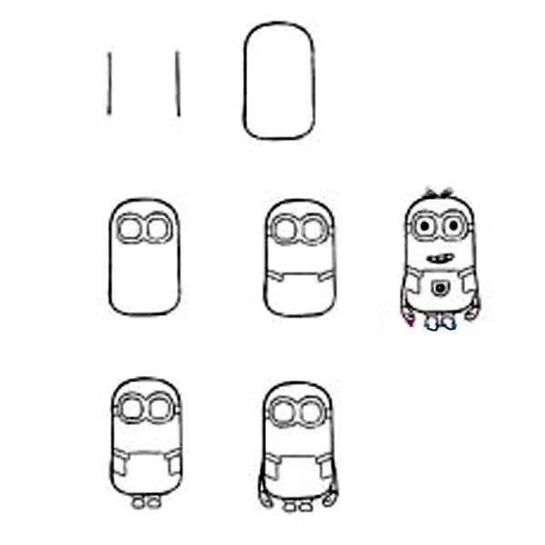 Minion simple drawing tutorial step-by-step picture collection: How to draw a Minion