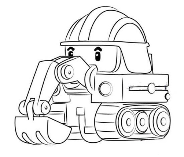 Transformed Police Car Purley Excavator Poke Simple Drawing Picture