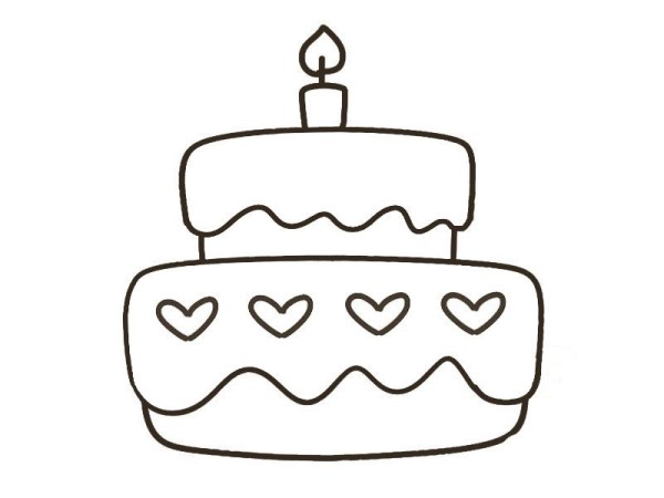 Heart shaped birthday cake simple strokes