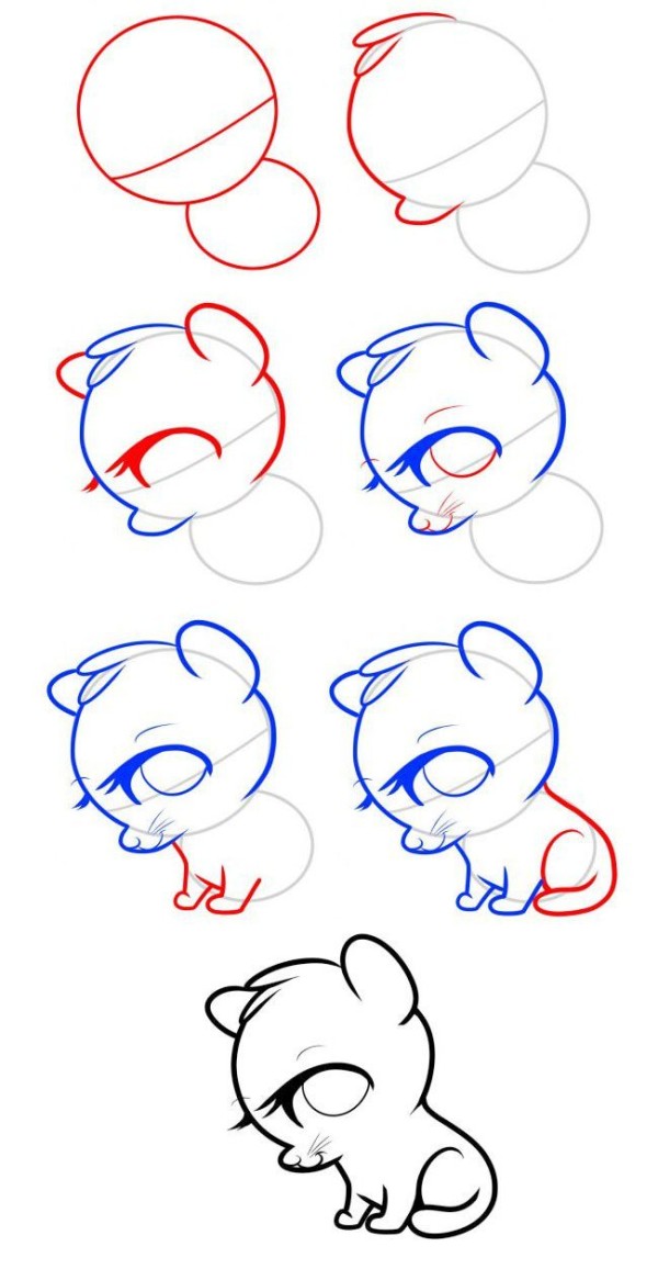 Cute little leopard simple drawing steps