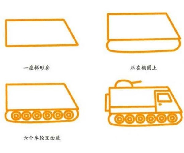 Tank simple drawing tutorial: How to draw a tank