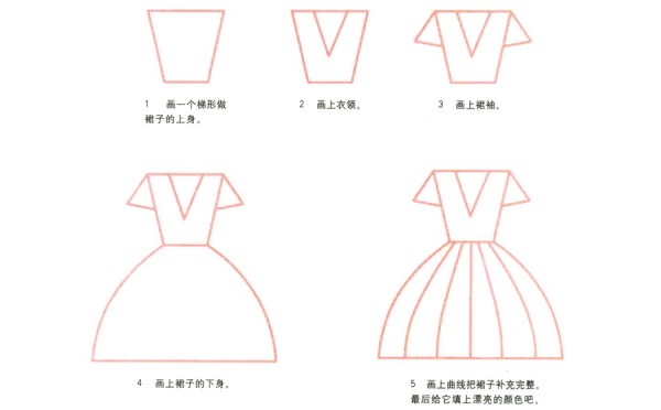 Step by step drawing of beautiful pink skirt