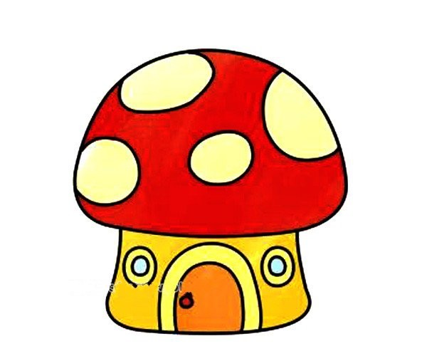 Learn to draw a simple mushroom house