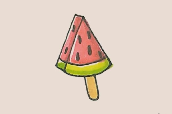 Simple drawing of watermelon popsicle