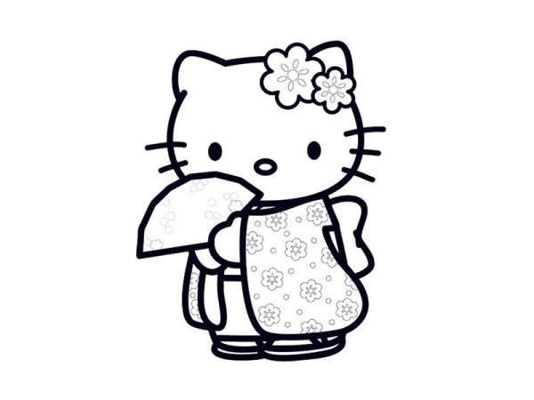 Hello Kitty simple drawing with fan