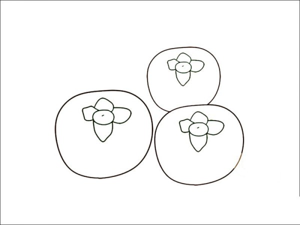 Simple drawing of three persimmons