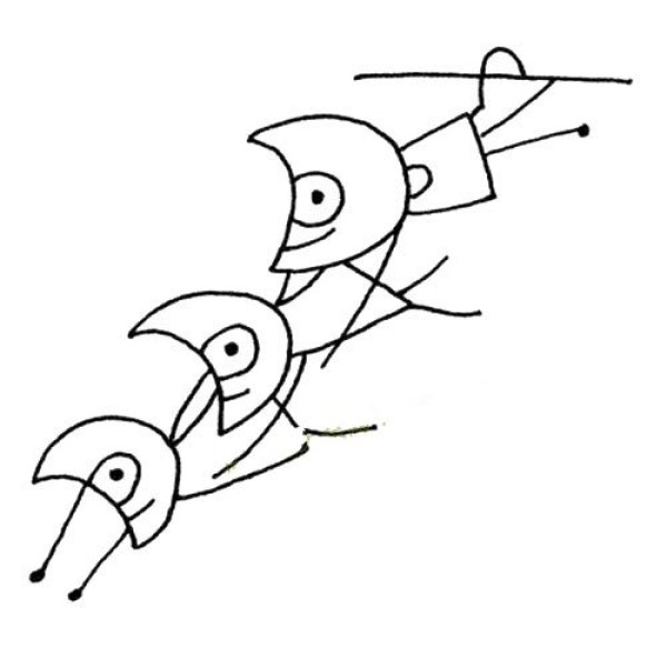 Simple drawing of monkey fishing for the moon