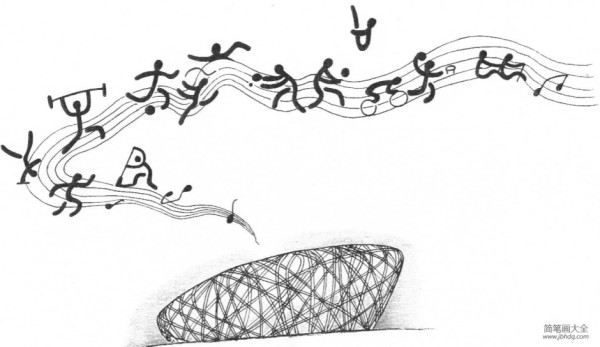 Beijing Olympics Birds Nest Simple Drawing Picture