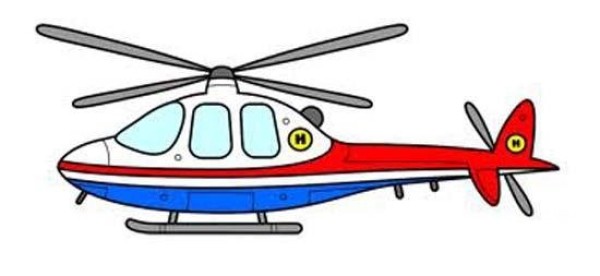 Colorful simple drawing pictures of helicopters