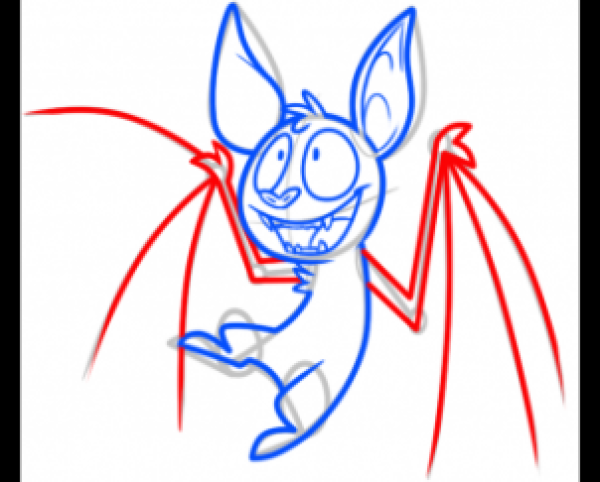 Step by step drawing of bat