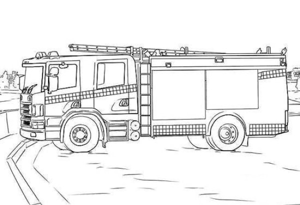 A complete collection of hand-painted combination fire truck simple drawing pictures