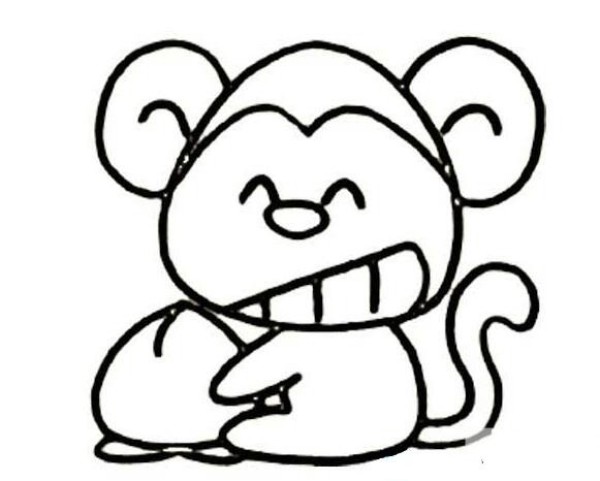 Simple drawing of monkey who loves to eat peaches